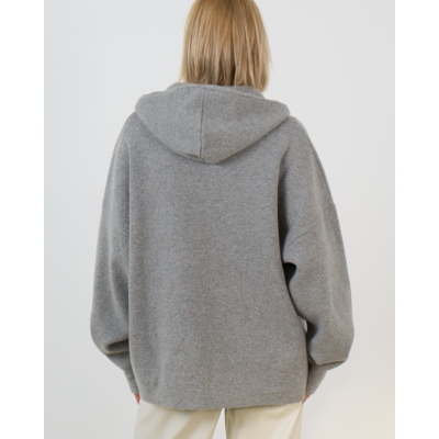 Extreme Cashmere n°460 Donnie Kasjmier Hoodie met Rits Grijs