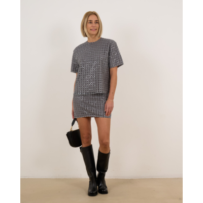 Rotate Beaded T-shirt Castor Grey