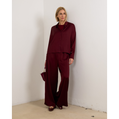 Drykorn Tweezer Wijde Broek in Satijn Bordeaux L34