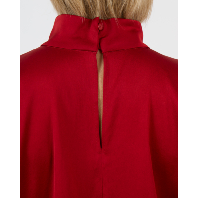 Drykorn Alaria Mouwloze Blouse met Hoge Kraag Satijn Rood