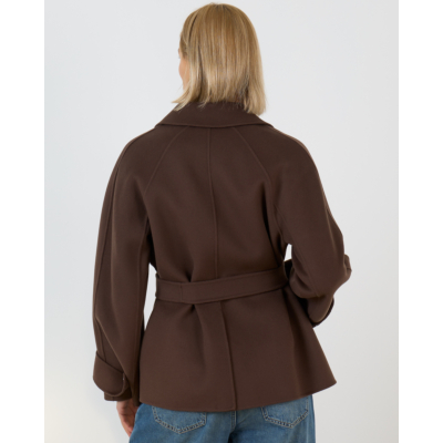 'S Max Mara  Wollen Double-Breasted Mantel Donker Bruin