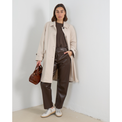 'S Max Mara  Barrel-leg Broek Van Gecoat Materiaal Chocolate