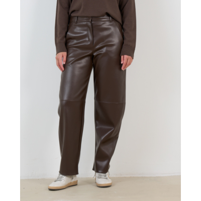 'S Max Mara  Barrel-leg Broek Van Gecoat Materiaal Chocolate