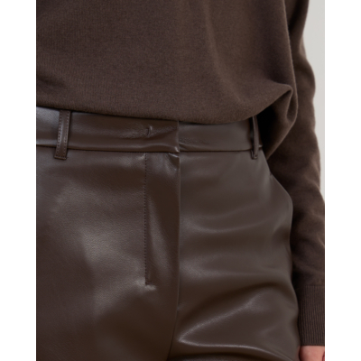 'S Max Mara  Barrel-leg Broek Van Gecoat Materiaal Chocolate