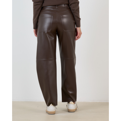 'S Max Mara  Barrel-leg Broek Van Gecoat Materiaal Chocolate