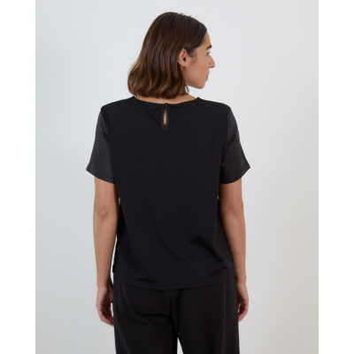 Weekend Max Mara  Satijn en Jersey T-Shirt Zwart