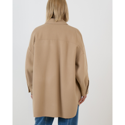 Weekend Max Mara  Wollen Halflange Mantel met Knoopsluiting Camel Bruin
