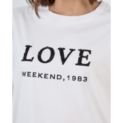 Weekend Max Mara  T-shirt van Jersey met Print en Pailletten Wit