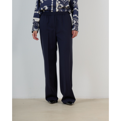 Weekend Max Mara  Wollen Wide Leg Pantalon met Trekkoord Navy