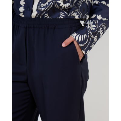 Weekend Max Mara  Wollen Wide Leg Pantalon met Trekkoord Navy