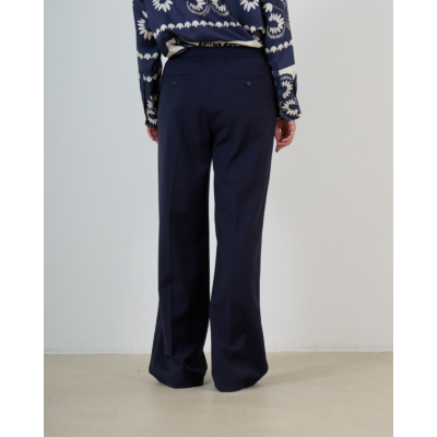 Weekend Max Mara  Wollen Wide Leg Pantalon met Trekkoord Navy
