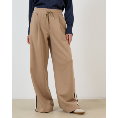 Weekend Max Mara  Wkdperdoni Pantalon met Contrasterende Banddetails Camel Bruin