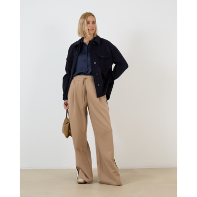Weekend Max Mara  Wkdperdoni Pantalon met Contrasterende Banddetails Camel Bruin