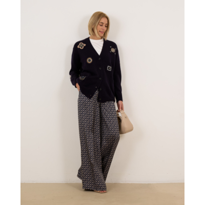 Max Mara Main Printed silk trousers Ultramarine