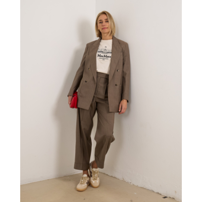 Max Mara Main Oversized pinstripe wol blazer Hazelnut Brown