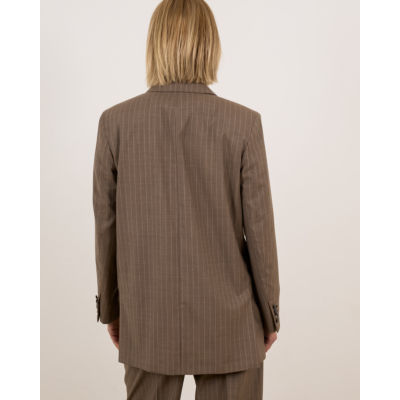 Max Mara Main Oversized pinstripe wol blazer Hazelnut Brown