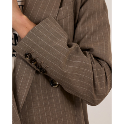 Max Mara Main Oversized pinstripe wol blazer Hazelnut Brown