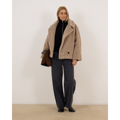 Max Mara Main Alpaca cashmere Teddy fabric coat Sand