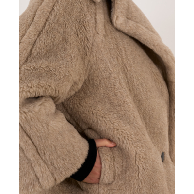 Max Mara Main Alpaca cashmere Teddy fabric coat Sand