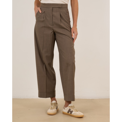 Max Mara Main Pinstripe wol trousers Hazelnut brown