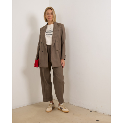 Max Mara Main Pinstripe wol trousers Hazelnut brown