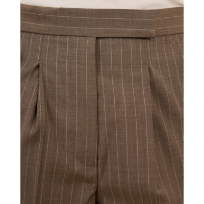 Max Mara Main Pinstripe wol trousers Hazelnut brown