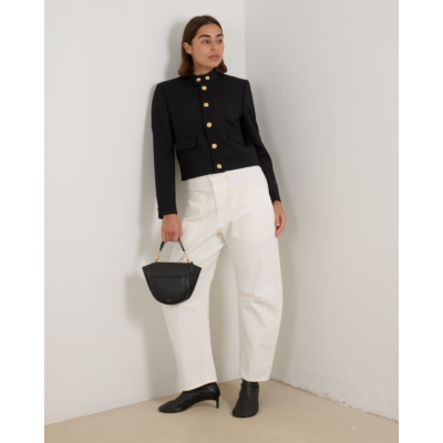 Nili Lotan Wollen Cropped Jack met Gouden Knopen Zwart