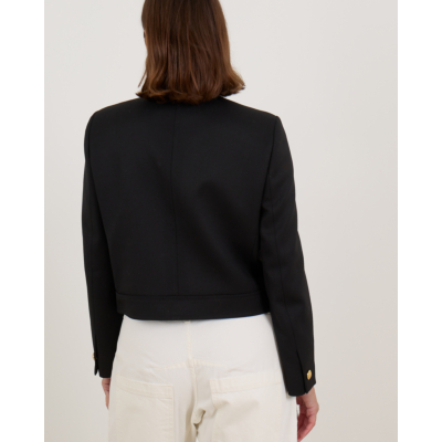Nili Lotan Wollen Cropped Jack met Gouden Knopen Zwart