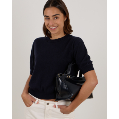 Lisa Yang Genevra Kasjmier Pullover Shirt Deep Navy