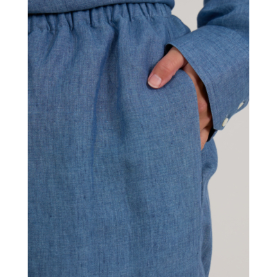 Róhe Relaxed Linnen Pantalon met Trekkoord Blauw