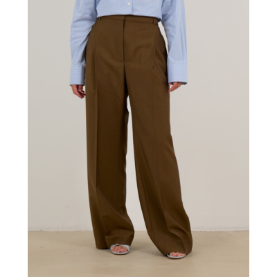 Róhe Wollen Geplooide Midwaist Tailord Pantalon