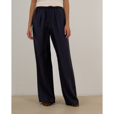 Róhe Zijde Wide Leg Pantalon Navy