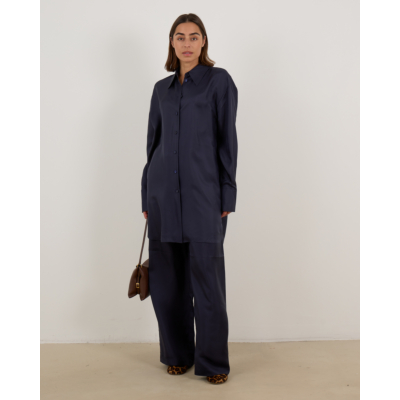 Róhe Zijde Wide Leg Pantalon Navy