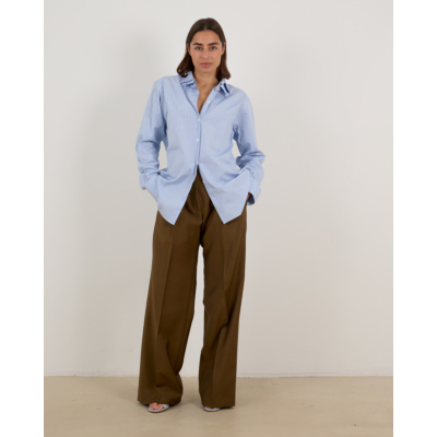 Róhe DBL Collar Shirt Blouse Gestreept Licht Blauw