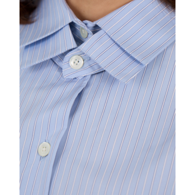 Róhe DBL Collar Shirt Blouse Gestreept Licht Blauw