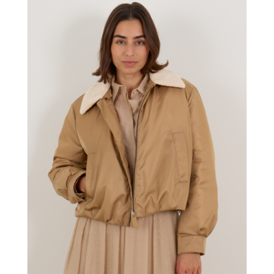 Luisa Cerano Reversible Bomber Jack Camel Met Bontkraag