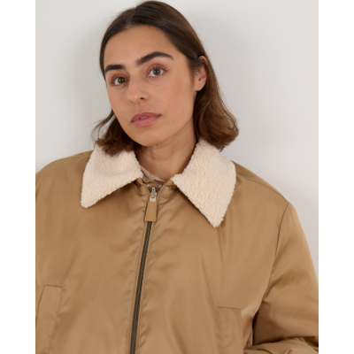 Luisa Cerano Reversible Bomber Jack Camel Met Bontkraag