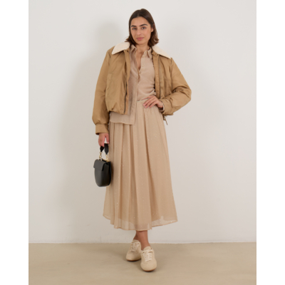 Luisa Cerano Blouse Doorschijnend Met strassteentjes Beige