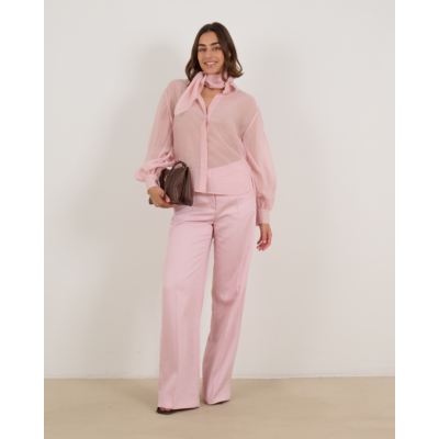 Luisa Cerano Blouse Doorschijnend Met strassteentjes Licht Roze