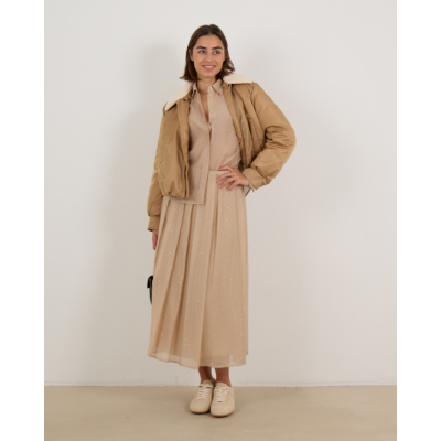 Luisa Cerano Midi Rok Met Strassteentjes Camel