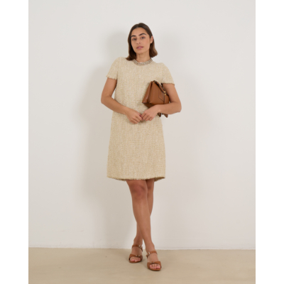 Luisa Cerano Tweed Jurk Beige
