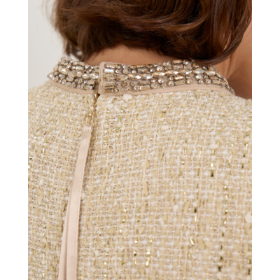 Luisa Cerano Tweed Jurk Beige