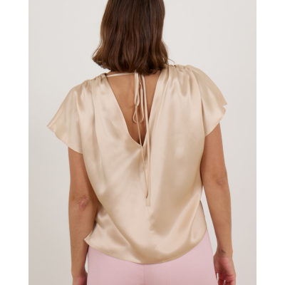 Luisa Cerano Zijde Blouse Korte Mouw V-hals Achterkant