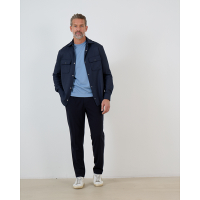 Marco Pescarolo Far Wollen Pantalon met Plooi Navy Blauw