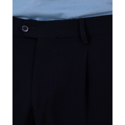 Marco Pescarolo Far Wollen Pantalon met Plooi Navy Blauw