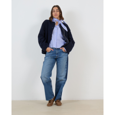 Ame Antwerp Nobody Gestreepte Blouse met Afneembare Sjaal Blauw