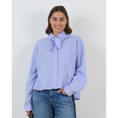 Ame Antwerp Nobody Gestreepte Blouse met Afneembare Sjaal Blauw