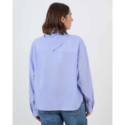 Ame Antwerp Nobody Gestreepte Blouse met Afneembare Sjaal Blauw