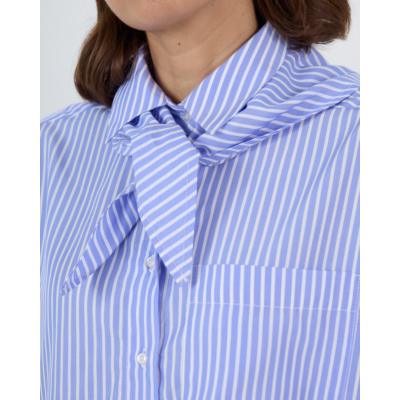 Ame Antwerp Nobody Gestreepte Blouse met Afneembare Sjaal Blauw