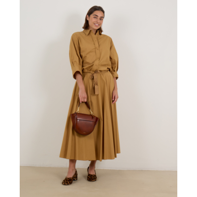 Forte Forte Cropped Blouse Met Strikdetail Camel